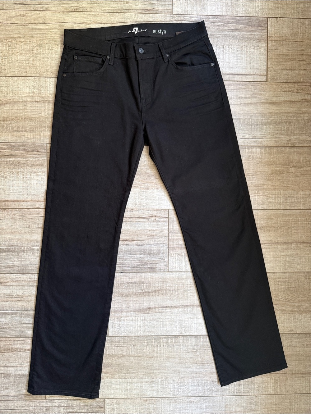 7 For All Mankind Austyn Relaxed Straight Black Pants Mens 33 (Measures 34)
